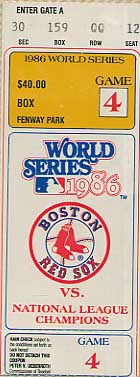 1986 World Series Game 4 ticket