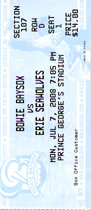 Bowie Baysox Ticket