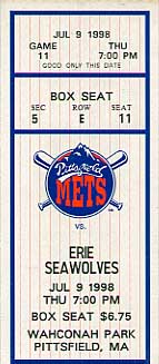 Pittsfield Mets ticket
